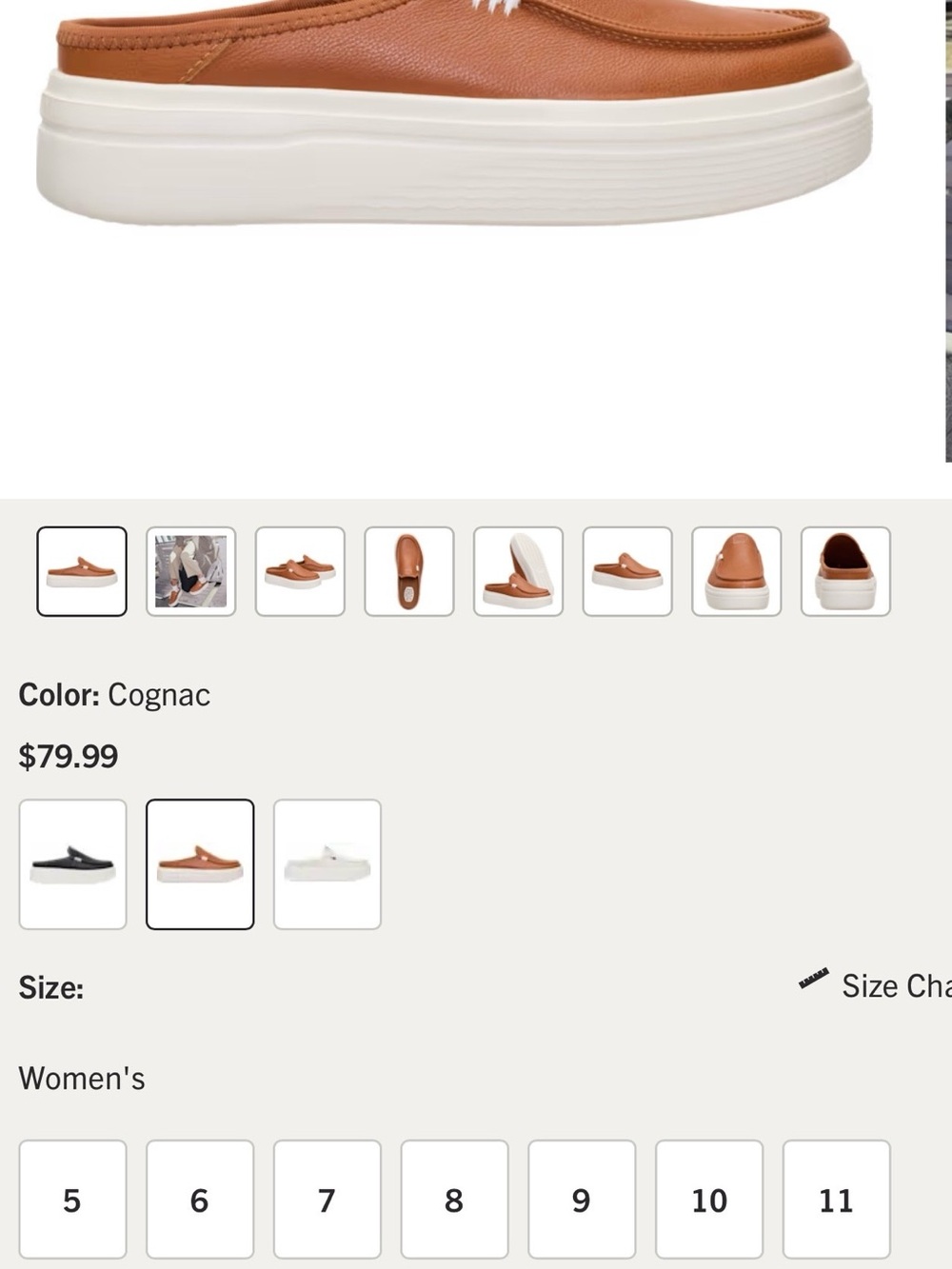 Women’s Cognac Platform Mule with White Platform Sole